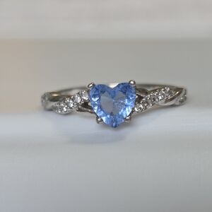Charmed Aroma Heart Shaped Aqua/Sky Blue 925S Ring Sz 9